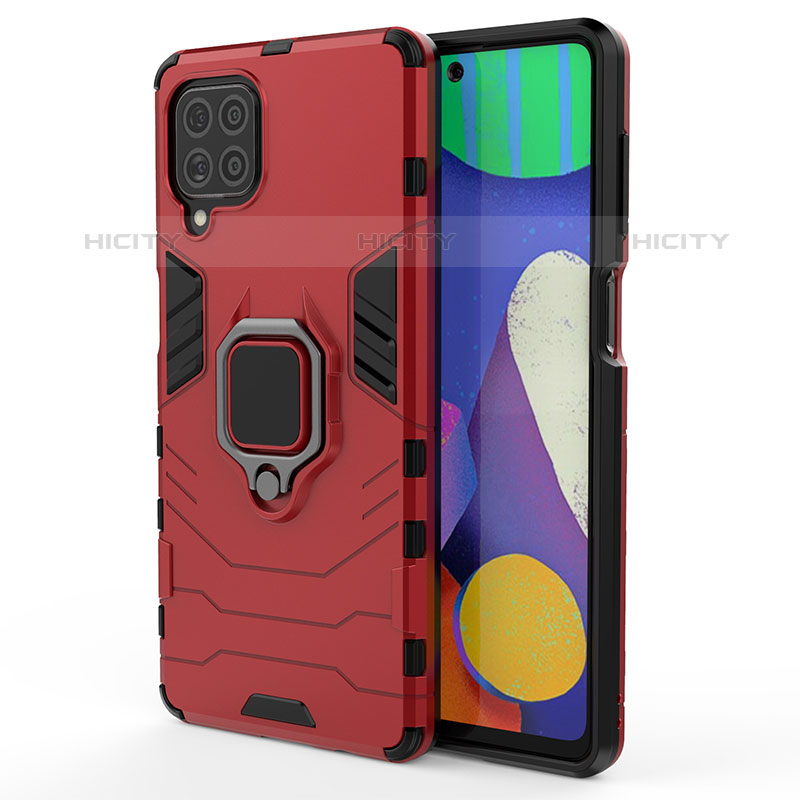 Funda Bumper Silicona y Plastico Mate Carcasa con Magnetico Anillo de dedo Soporte S01 para Samsung Galaxy M62 4G Rojo
