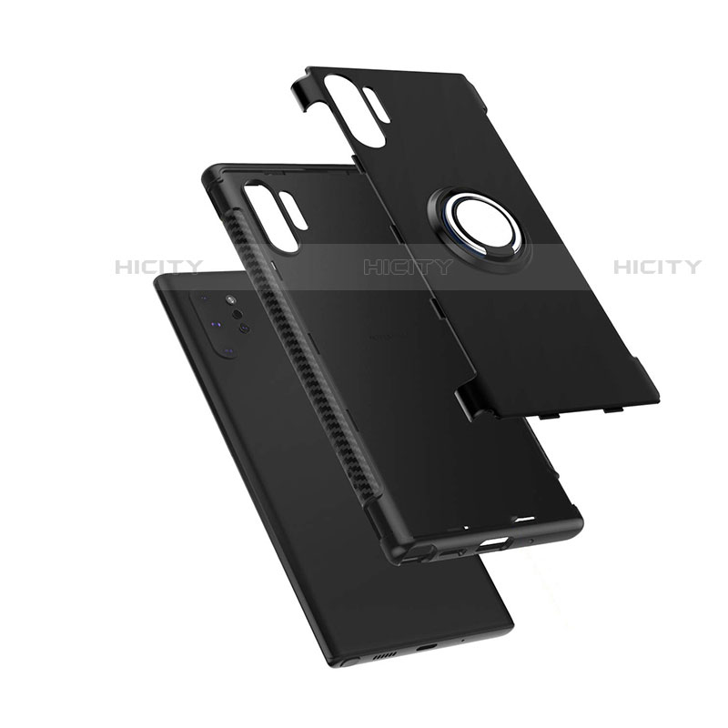 Funda Bumper Silicona y Plastico Mate Carcasa con Magnetico Anillo de dedo Soporte S01 para Samsung Galaxy Note 10 Plus 5G