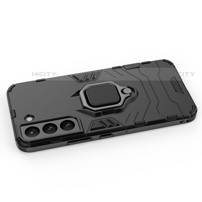 Funda Bumper Silicona y Plastico Mate Carcasa con Magnetico Anillo de dedo Soporte S01 para Samsung Galaxy S22 5G