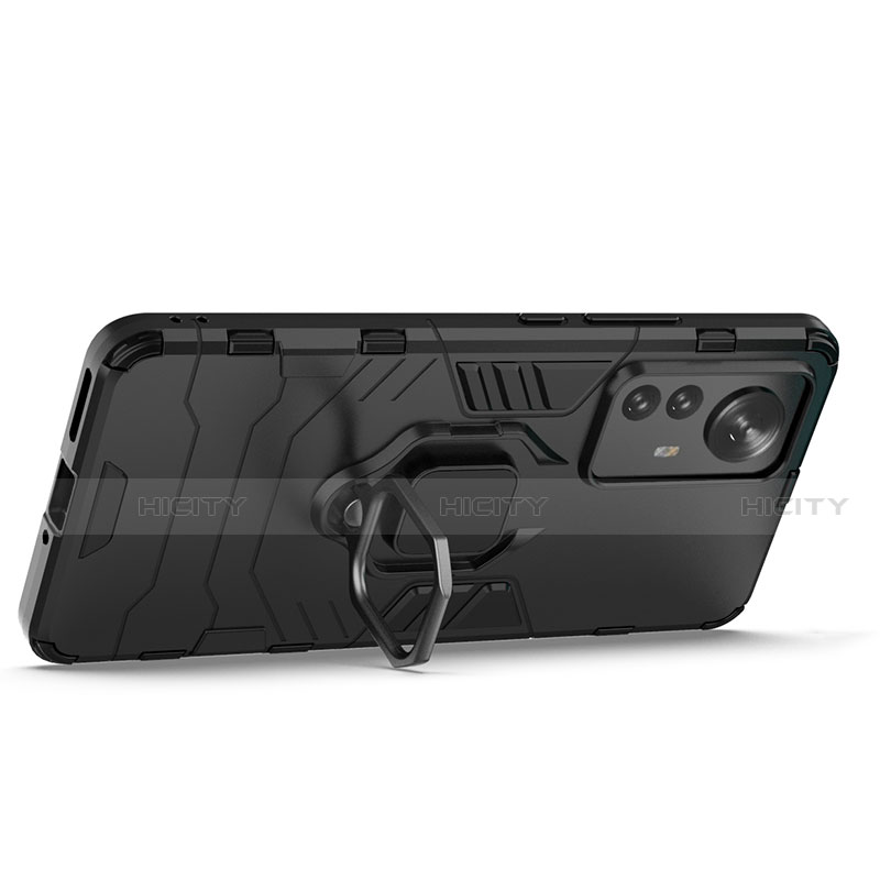 Funda Bumper Silicona y Plastico Mate Carcasa con Magnetico Anillo de dedo Soporte S01 para Xiaomi Mi 12 5G