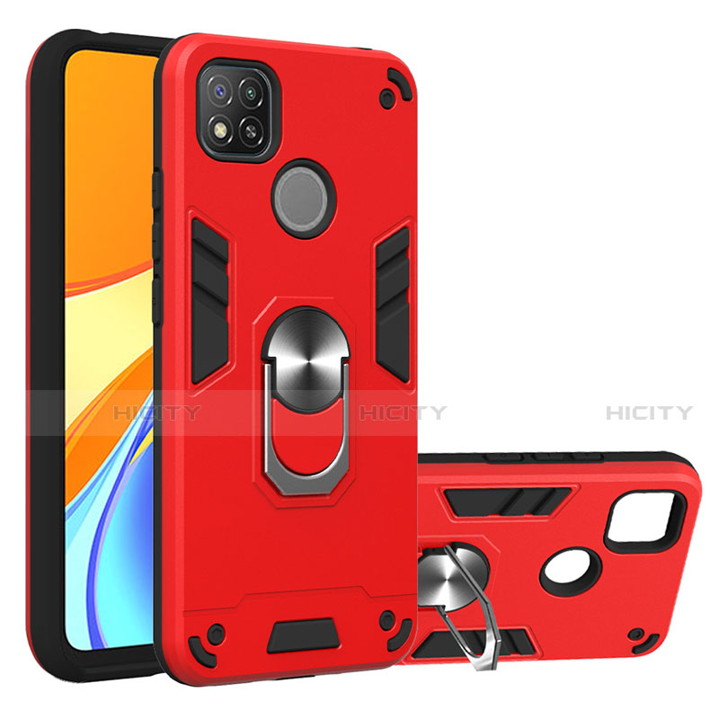 Funda Bumper Silicona y Plastico Mate Carcasa con Magnetico Anillo de dedo Soporte S01 para Xiaomi Redmi 9 India