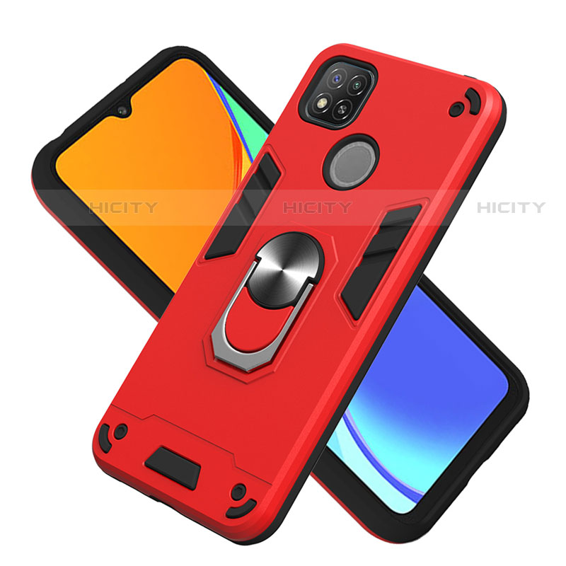 Funda Bumper Silicona y Plastico Mate Carcasa con Magnetico Anillo de dedo Soporte S01 para Xiaomi Redmi 9 India