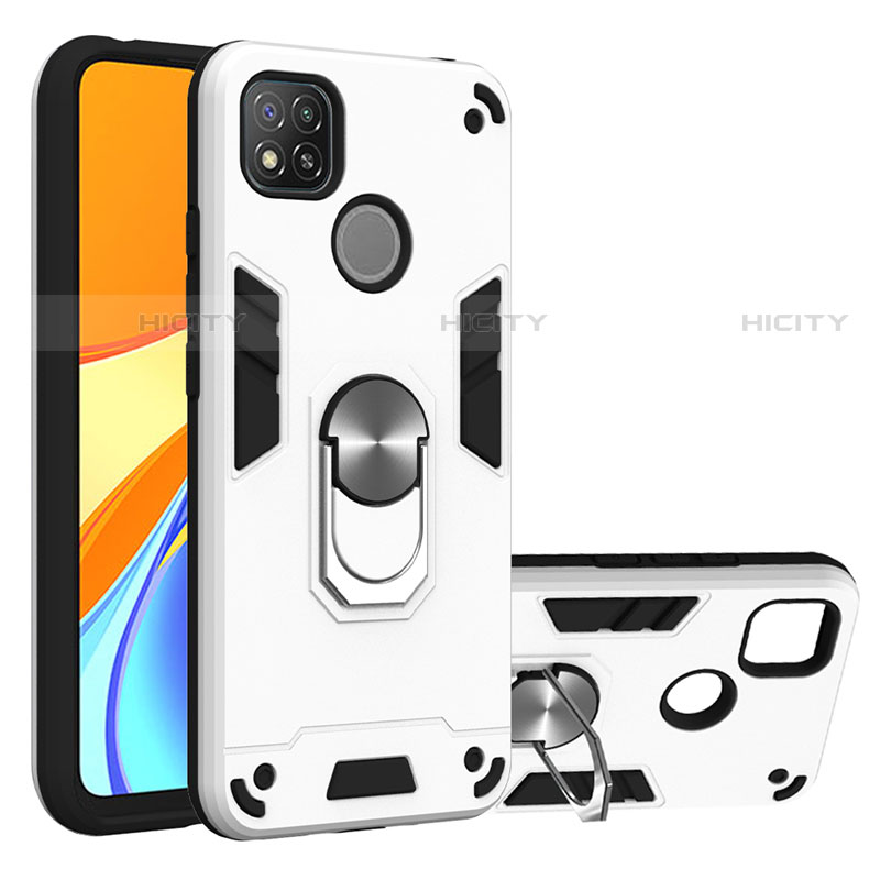 Funda Bumper Silicona y Plastico Mate Carcasa con Magnetico Anillo de dedo Soporte S01 para Xiaomi Redmi 9 India