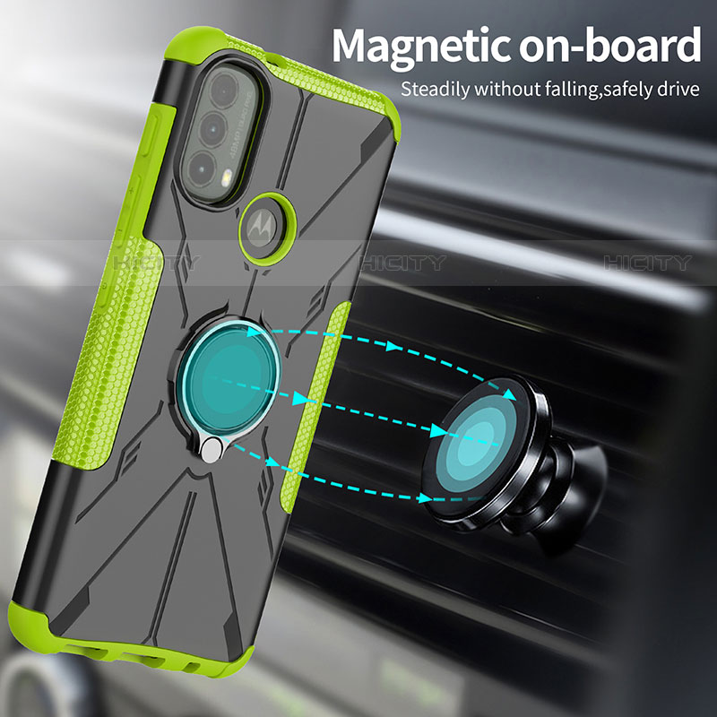 Funda Bumper Silicona y Plastico Mate Carcasa con Magnetico Anillo de dedo Soporte S02 para Motorola Moto E40