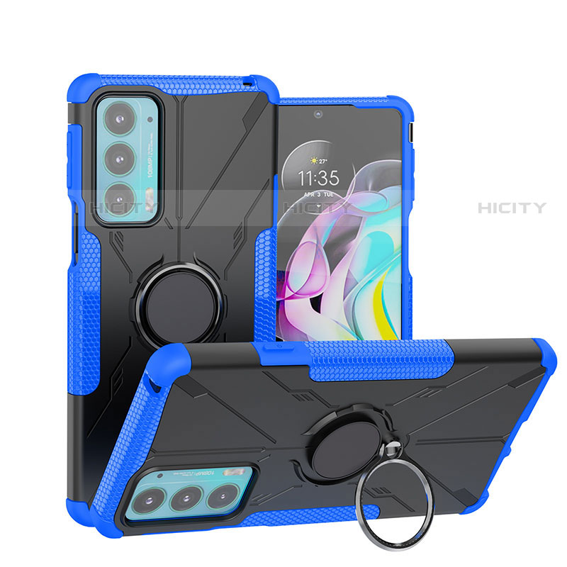 Funda Bumper Silicona y Plastico Mate Carcasa con Magnetico Anillo de dedo Soporte S02 para Motorola Moto Edge 20 5G