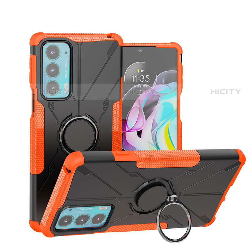 Funda Bumper Silicona y Plastico Mate Carcasa con Magnetico Anillo de dedo Soporte S02 para Motorola Moto Edge 20 5G