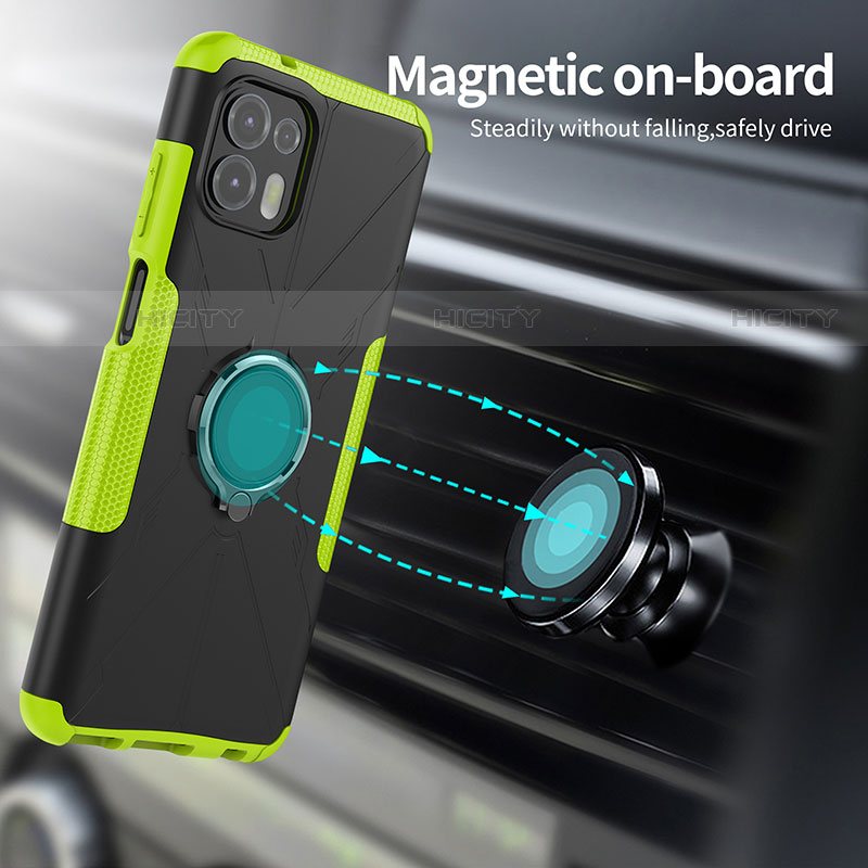 Funda Bumper Silicona y Plastico Mate Carcasa con Magnetico Anillo de dedo Soporte S02 para Motorola Moto Edge 20 Lite 5G