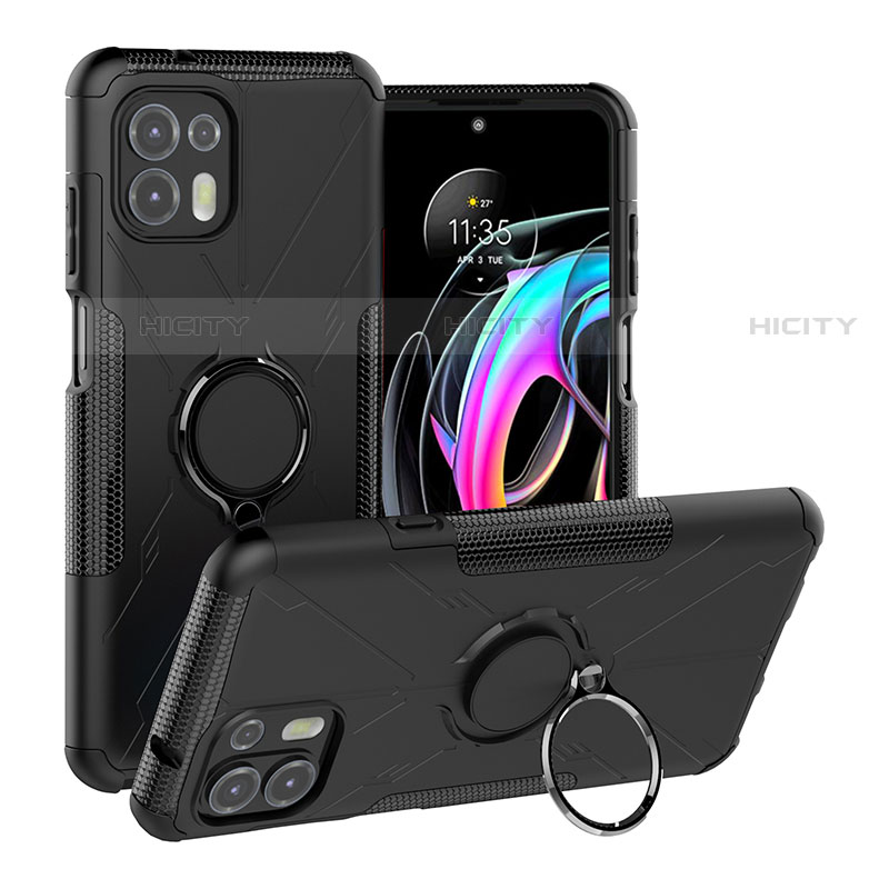 Funda Bumper Silicona y Plastico Mate Carcasa con Magnetico Anillo de dedo Soporte S02 para Motorola Moto Edge 20 Lite 5G