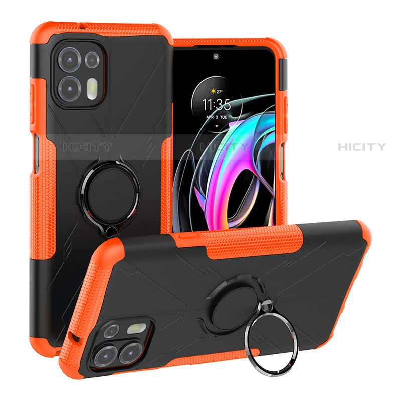 Funda Bumper Silicona y Plastico Mate Carcasa con Magnetico Anillo de dedo Soporte S02 para Motorola Moto Edge 20 Lite 5G