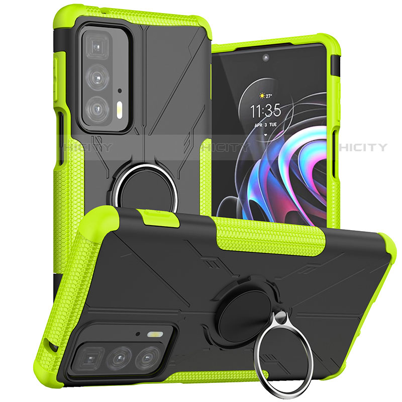 Funda Bumper Silicona y Plastico Mate Carcasa con Magnetico Anillo de dedo Soporte S02 para Motorola Moto Edge S Pro 5G