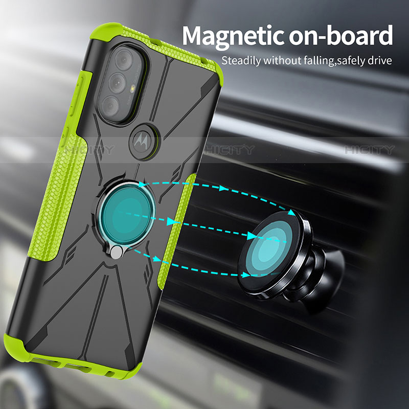 Funda Bumper Silicona y Plastico Mate Carcasa con Magnetico Anillo de dedo Soporte S02 para Motorola Moto G Power (2022)