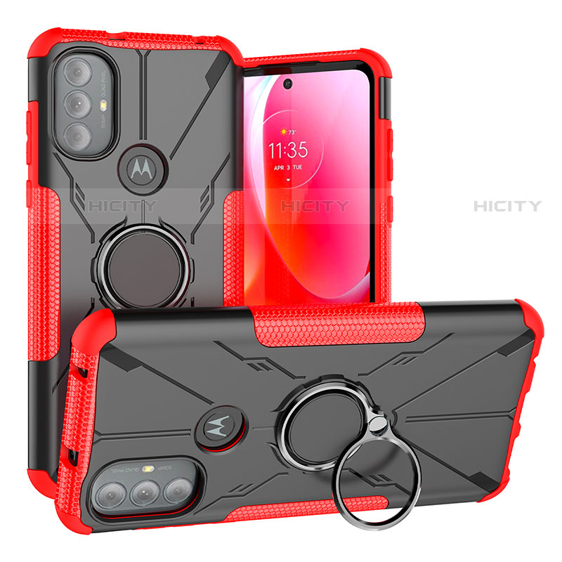 Funda Bumper Silicona y Plastico Mate Carcasa con Magnetico Anillo de dedo Soporte S02 para Motorola Moto G Power (2022)