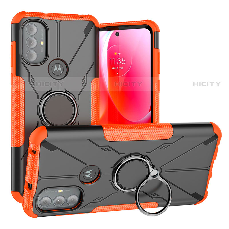 Funda Bumper Silicona y Plastico Mate Carcasa con Magnetico Anillo de dedo Soporte S02 para Motorola Moto G Power (2022)