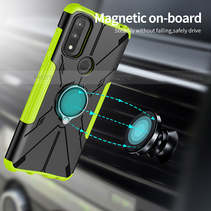 Funda Bumper Silicona y Plastico Mate Carcasa con Magnetico Anillo de dedo Soporte S02 para Motorola Moto G Pure
