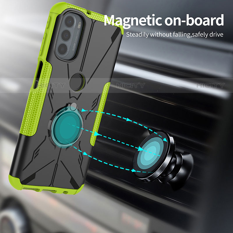 Funda Bumper Silicona y Plastico Mate Carcasa con Magnetico Anillo de dedo Soporte S02 para Motorola Moto G31