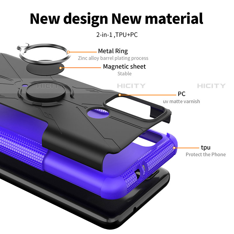 Funda Bumper Silicona y Plastico Mate Carcasa con Magnetico Anillo de dedo Soporte S02 para Motorola Moto G40 Fusion