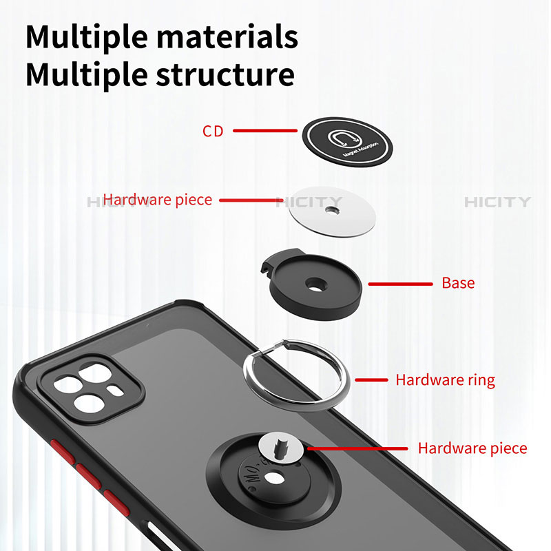 Funda Bumper Silicona y Plastico Mate Carcasa con Magnetico Anillo de dedo Soporte S02 para Motorola Moto G50 5G