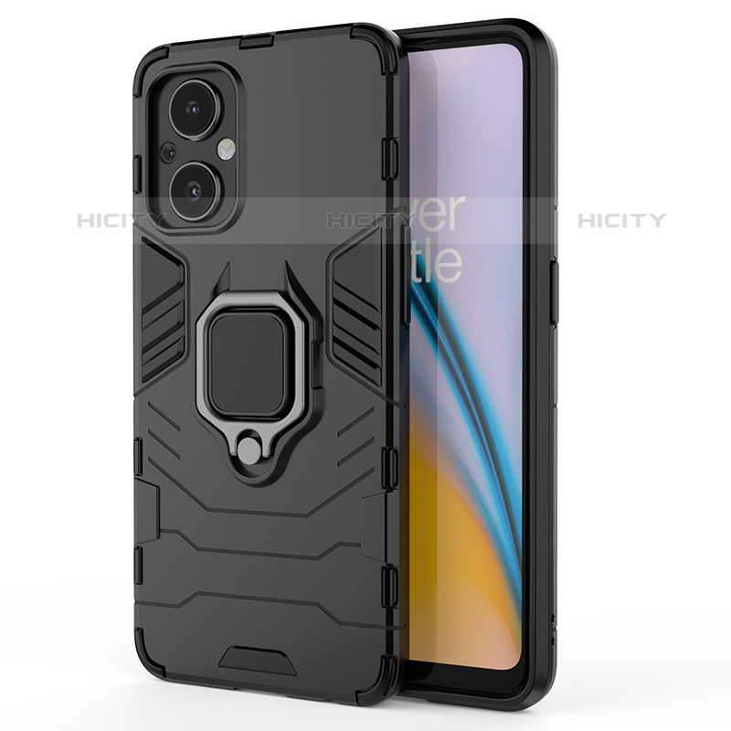 Funda Bumper Silicona y Plastico Mate Carcasa con Magnetico Anillo de dedo Soporte S02 para OnePlus Nord N20 5G