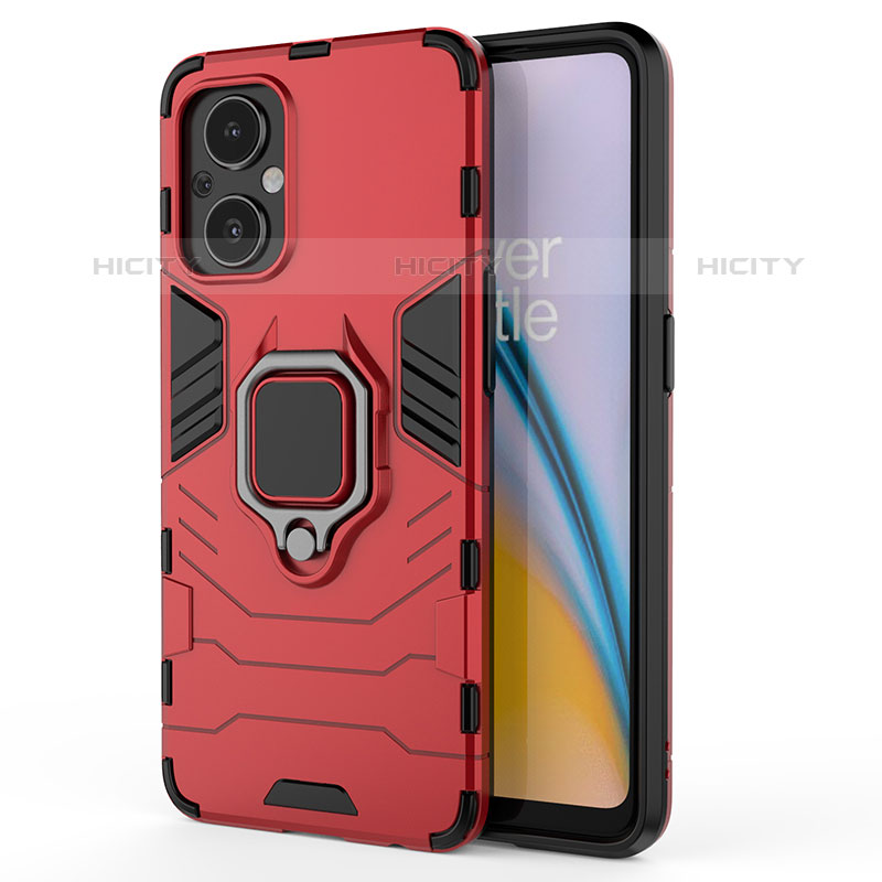 Funda Bumper Silicona y Plastico Mate Carcasa con Magnetico Anillo de dedo Soporte S02 para OnePlus Nord N20 5G