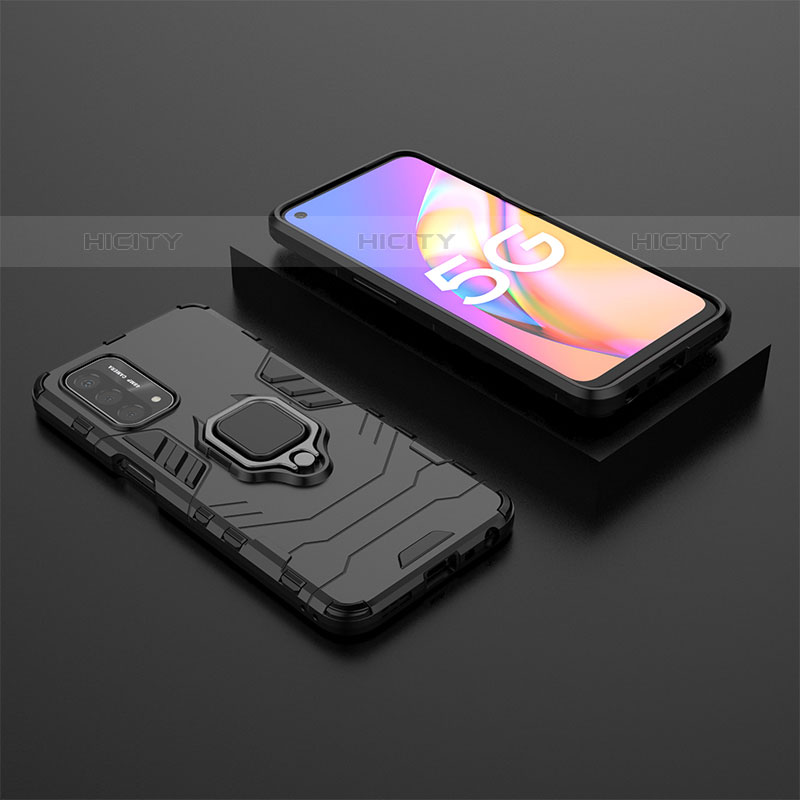 Funda Bumper Silicona y Plastico Mate Carcasa con Magnetico Anillo de dedo Soporte S02 para OnePlus Nord N200 5G