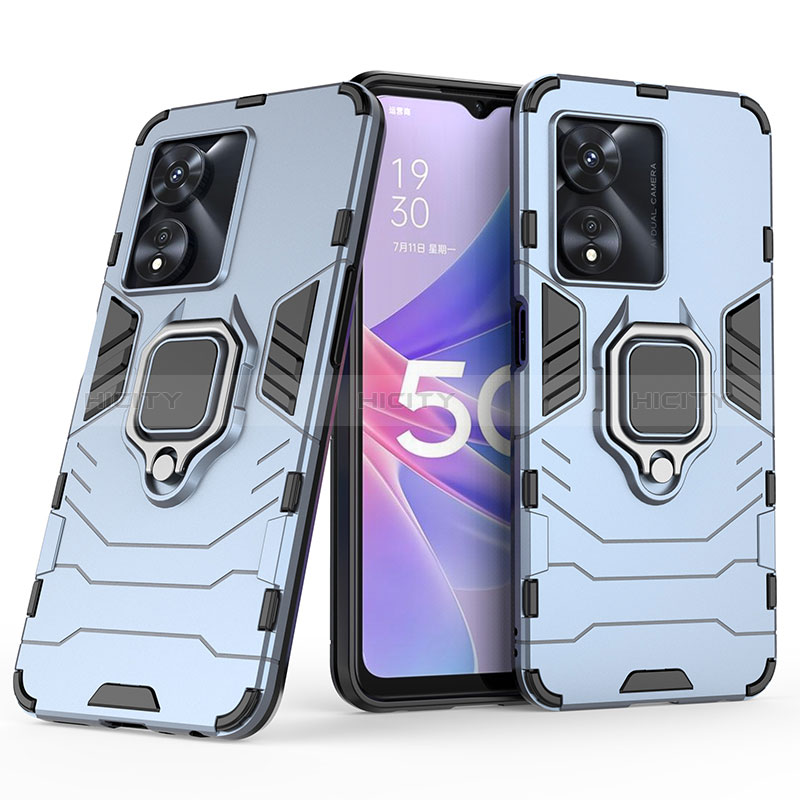 Funda Bumper Silicona y Plastico Mate Carcasa con Magnetico Anillo de dedo Soporte S02 para Oppo A78 5G