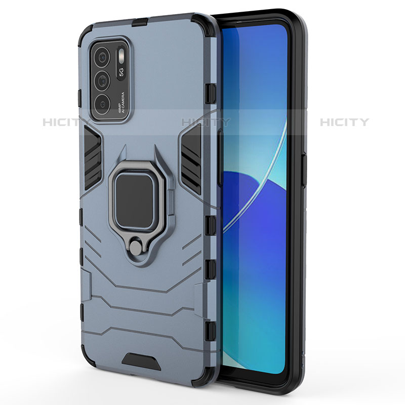 Funda Bumper Silicona y Plastico Mate Carcasa con Magnetico Anillo de dedo Soporte S02 para Oppo Reno6 Z 5G