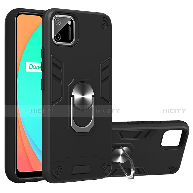 Funda Bumper Silicona y Plastico Mate Carcasa con Magnetico Anillo de dedo Soporte S02 para Realme C11