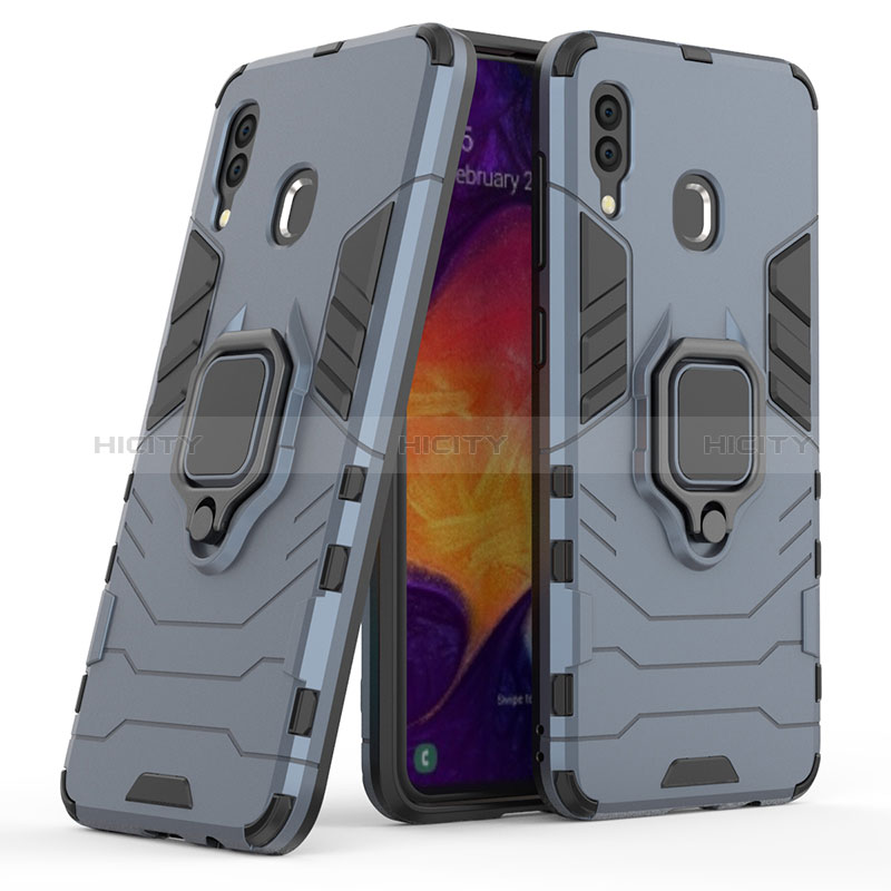 Funda Bumper Silicona y Plastico Mate Carcasa con Magnetico Anillo de dedo Soporte S02 para Samsung Galaxy A20