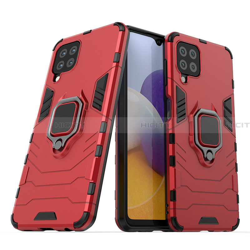 Funda Bumper Silicona y Plastico Mate Carcasa con Magnetico Anillo de dedo Soporte S02 para Samsung Galaxy A22 4G