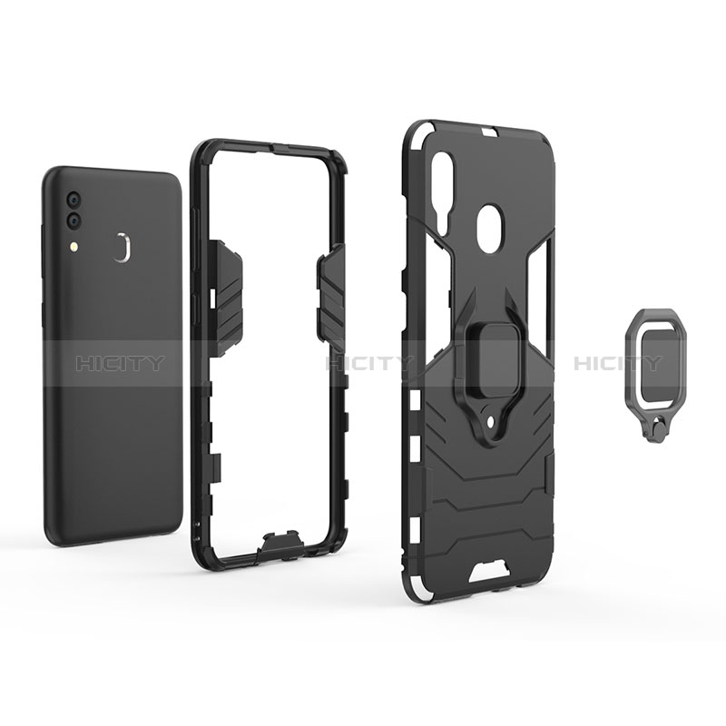 Funda Bumper Silicona y Plastico Mate Carcasa con Magnetico Anillo de dedo Soporte S02 para Samsung Galaxy A30