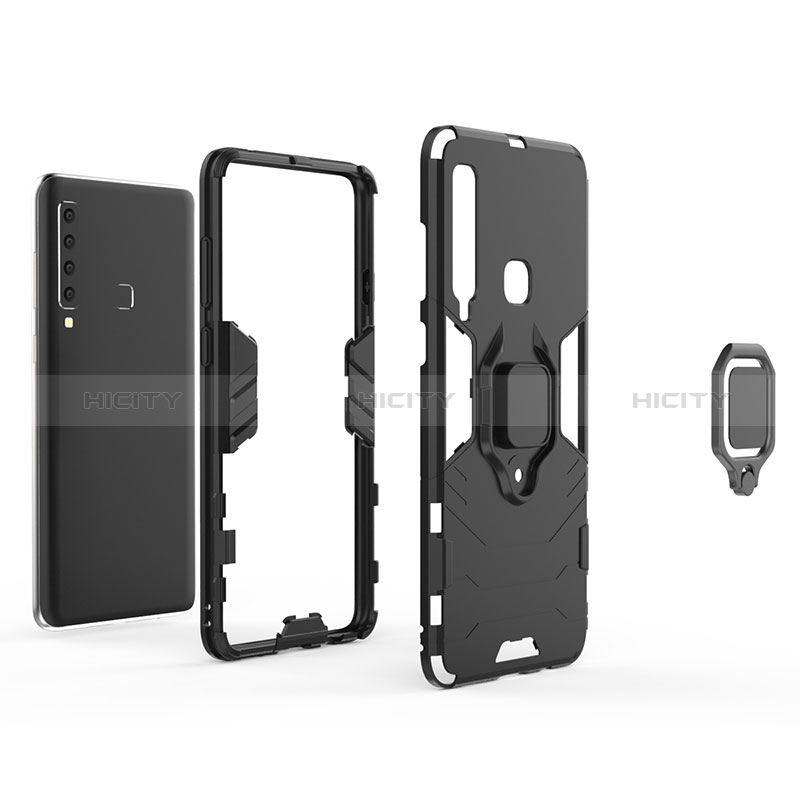 Funda Bumper Silicona y Plastico Mate Carcasa con Magnetico Anillo de dedo Soporte S02 para Samsung Galaxy A9 (2018) A920