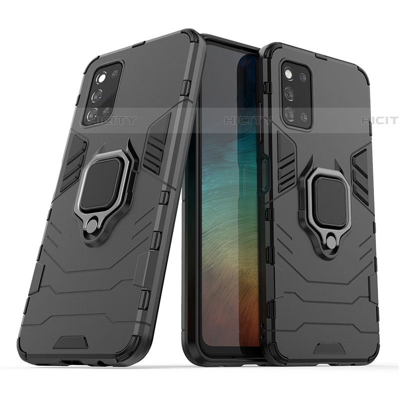 Funda Bumper Silicona y Plastico Mate Carcasa con Magnetico Anillo de dedo Soporte S02 para Samsung Galaxy F52 5G