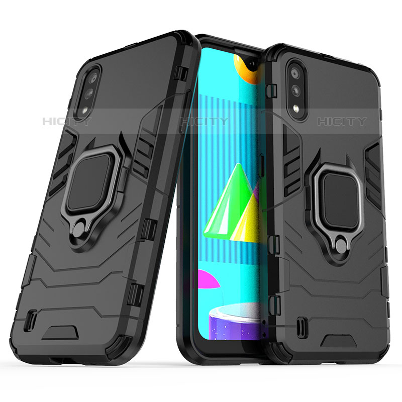 Funda Bumper Silicona y Plastico Mate Carcasa con Magnetico Anillo de dedo Soporte S02 para Samsung Galaxy M01