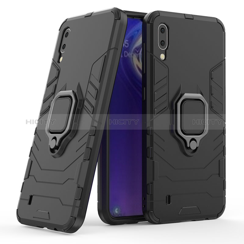 Funda Bumper Silicona y Plastico Mate Carcasa con Magnetico Anillo de dedo Soporte S02 para Samsung Galaxy M10