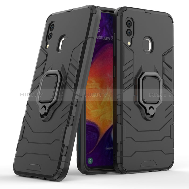 Funda Bumper Silicona y Plastico Mate Carcasa con Magnetico Anillo de dedo Soporte S02 para Samsung Galaxy M10S