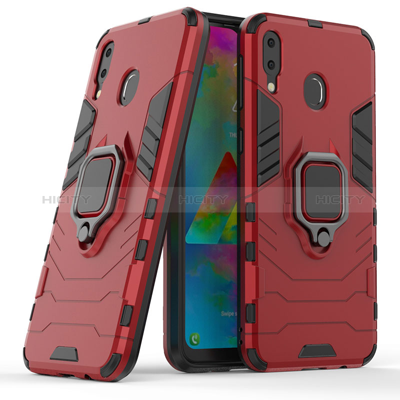 Funda Bumper Silicona y Plastico Mate Carcasa con Magnetico Anillo de dedo Soporte S02 para Samsung Galaxy M20