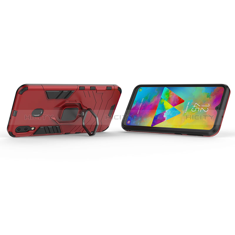 Funda Bumper Silicona y Plastico Mate Carcasa con Magnetico Anillo de dedo Soporte S02 para Samsung Galaxy M20