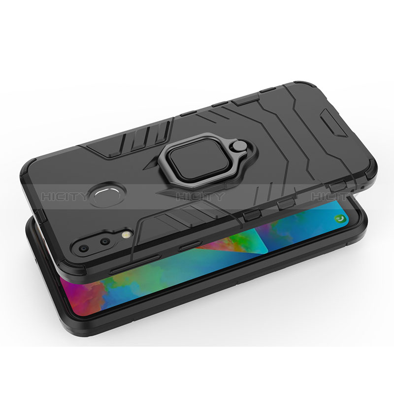 Funda Bumper Silicona y Plastico Mate Carcasa con Magnetico Anillo de dedo Soporte S02 para Samsung Galaxy M20