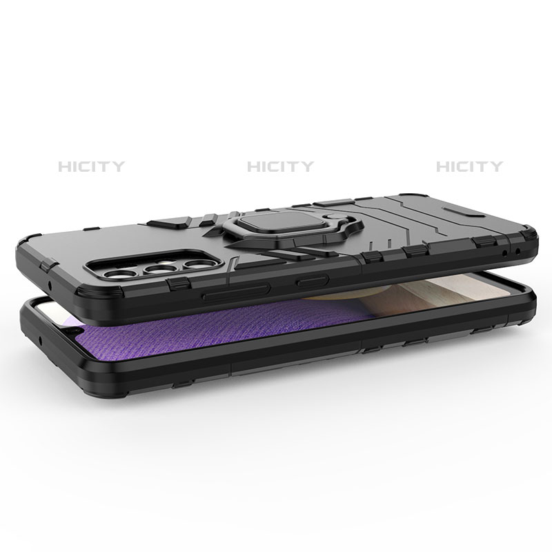 Funda Bumper Silicona y Plastico Mate Carcasa con Magnetico Anillo de dedo Soporte S02 para Samsung Galaxy M32 5G