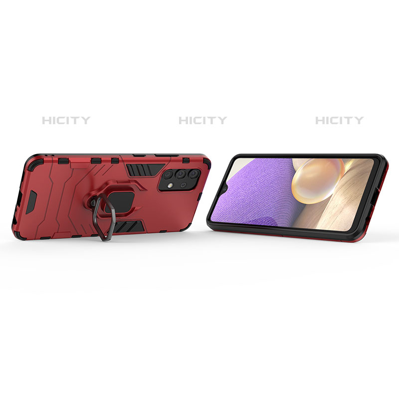 Funda Bumper Silicona y Plastico Mate Carcasa con Magnetico Anillo de dedo Soporte S02 para Samsung Galaxy M32 5G