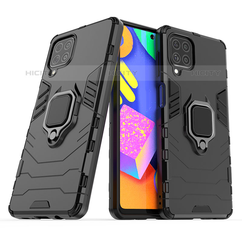 Funda Bumper Silicona y Plastico Mate Carcasa con Magnetico Anillo de dedo Soporte S02 para Samsung Galaxy M62 4G