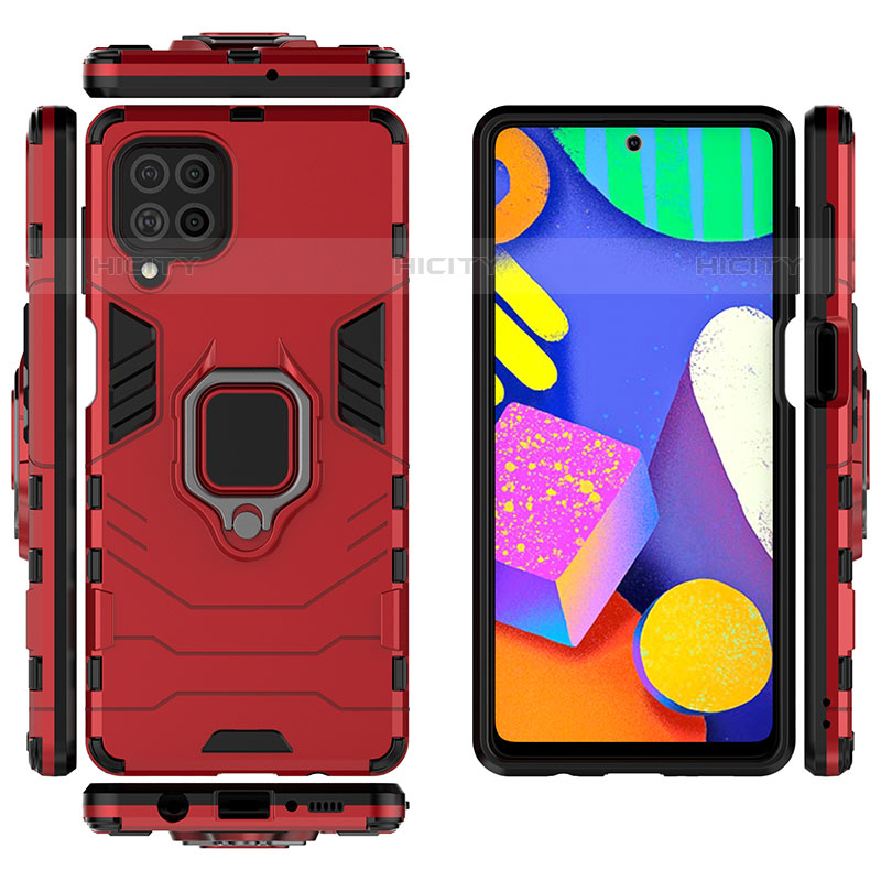 Funda Bumper Silicona y Plastico Mate Carcasa con Magnetico Anillo de dedo Soporte S02 para Samsung Galaxy M62 4G