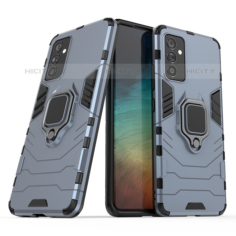 Funda Bumper Silicona y Plastico Mate Carcasa con Magnetico Anillo de dedo Soporte S02 para Samsung Galaxy Quantum2 5G