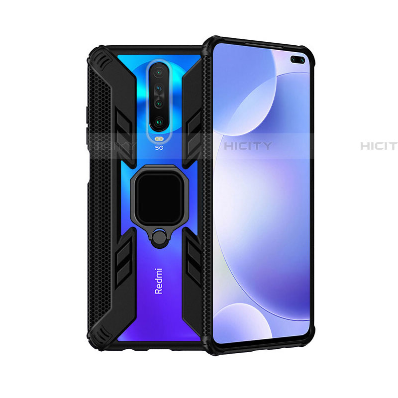 Funda Bumper Silicona y Plastico Mate Carcasa con Magnetico Anillo de dedo Soporte S02 para Xiaomi Redmi K30 4G