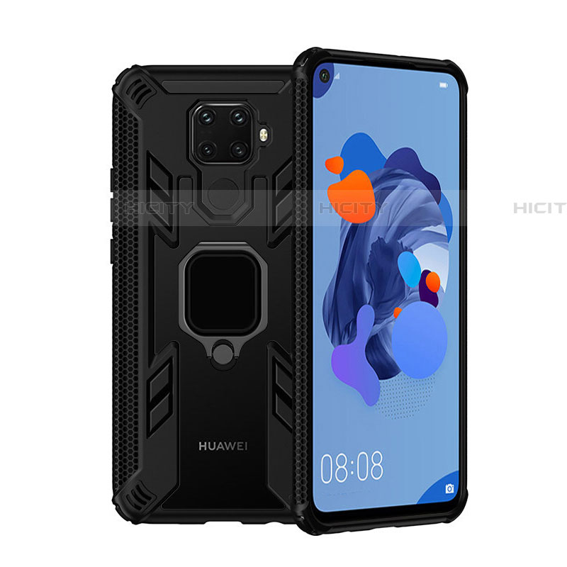 Funda Bumper Silicona y Plastico Mate Carcasa con Magnetico Anillo de dedo Soporte S03 para Huawei Mate 30 Lite