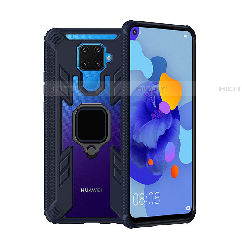 Funda Bumper Silicona y Plastico Mate Carcasa con Magnetico Anillo de dedo Soporte S03 para Huawei Nova 5z