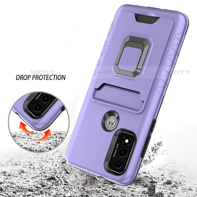 Funda Bumper Silicona y Plastico Mate Carcasa con Magnetico Anillo de dedo Soporte S03 para Motorola Moto G Pure