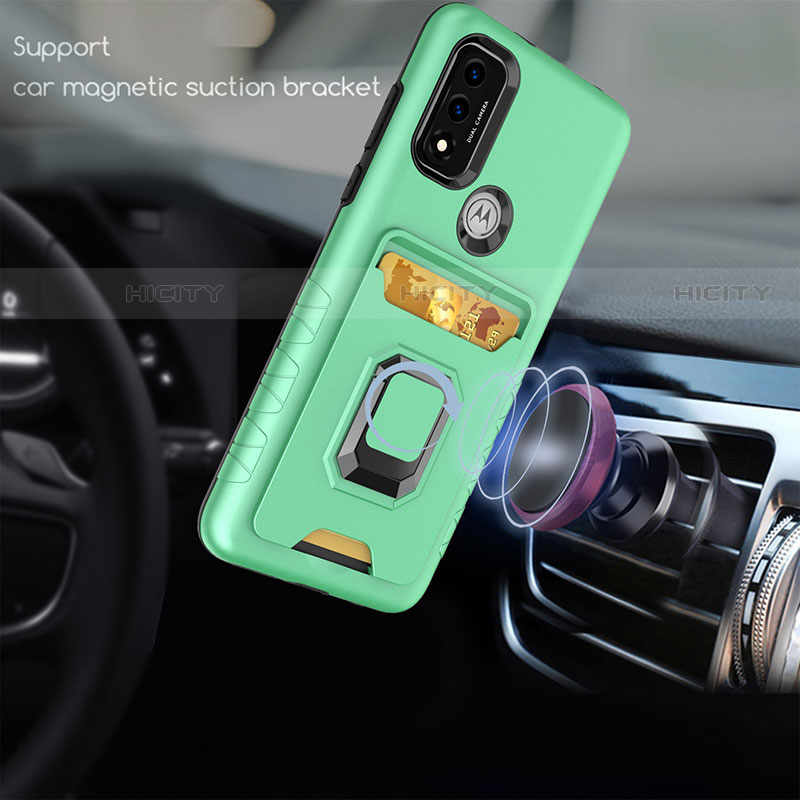 Funda Bumper Silicona y Plastico Mate Carcasa con Magnetico Anillo de dedo Soporte S03 para Motorola Moto G Pure