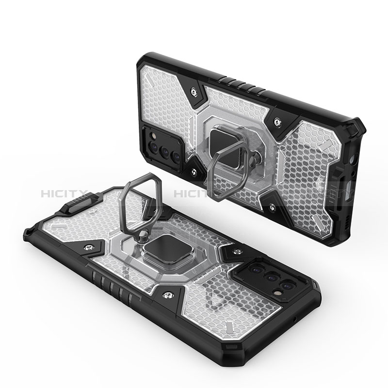 Funda Bumper Silicona y Plastico Mate Carcasa con Magnetico Anillo de dedo Soporte S03 para Samsung Galaxy A02s