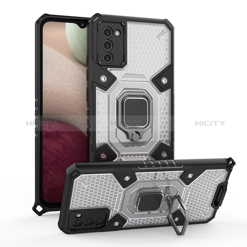 Funda Bumper Silicona y Plastico Mate Carcasa con Magnetico Anillo de dedo Soporte S03 para Samsung Galaxy A02s